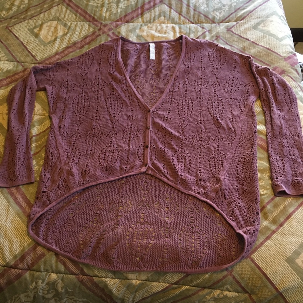 Free People ~ New Romantics Plum Lace Cardigan